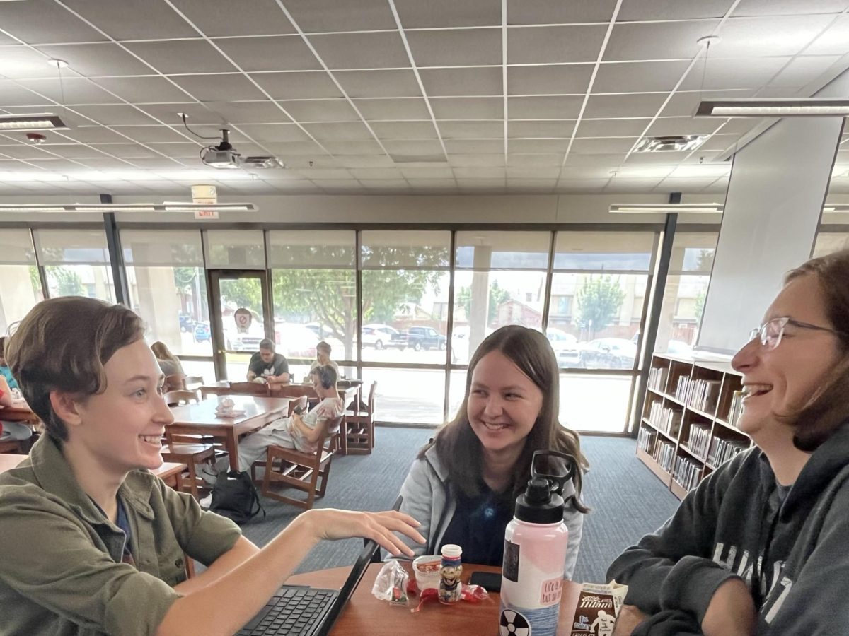 Our husky talking about solar power zombies! Anna McCoy, Lauren Patton
and Katrina Thornton 
