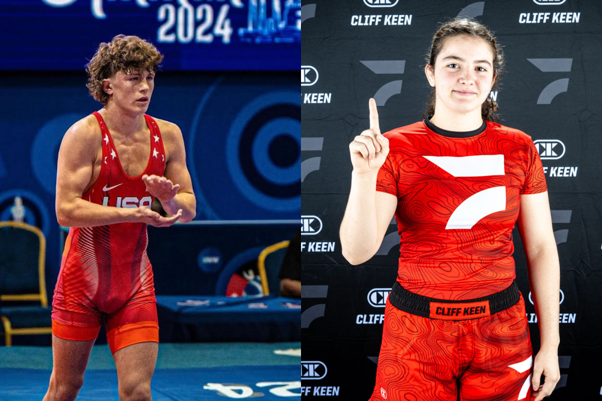 Joseph Jeter, on the left, after beating Yusif Ahmadli in the World Championship, and Bella Williams, on the right, after her win against Isis France at Who’s Number One.
