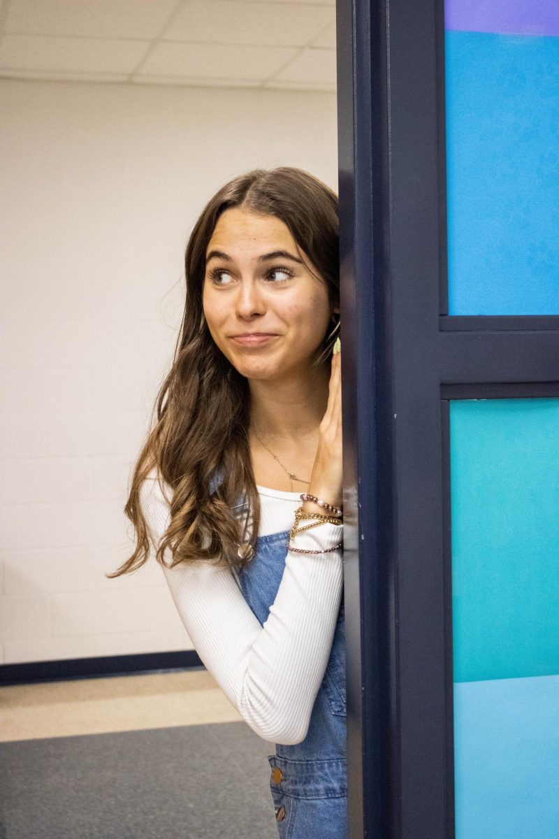 Frightened girl hiding from her ex