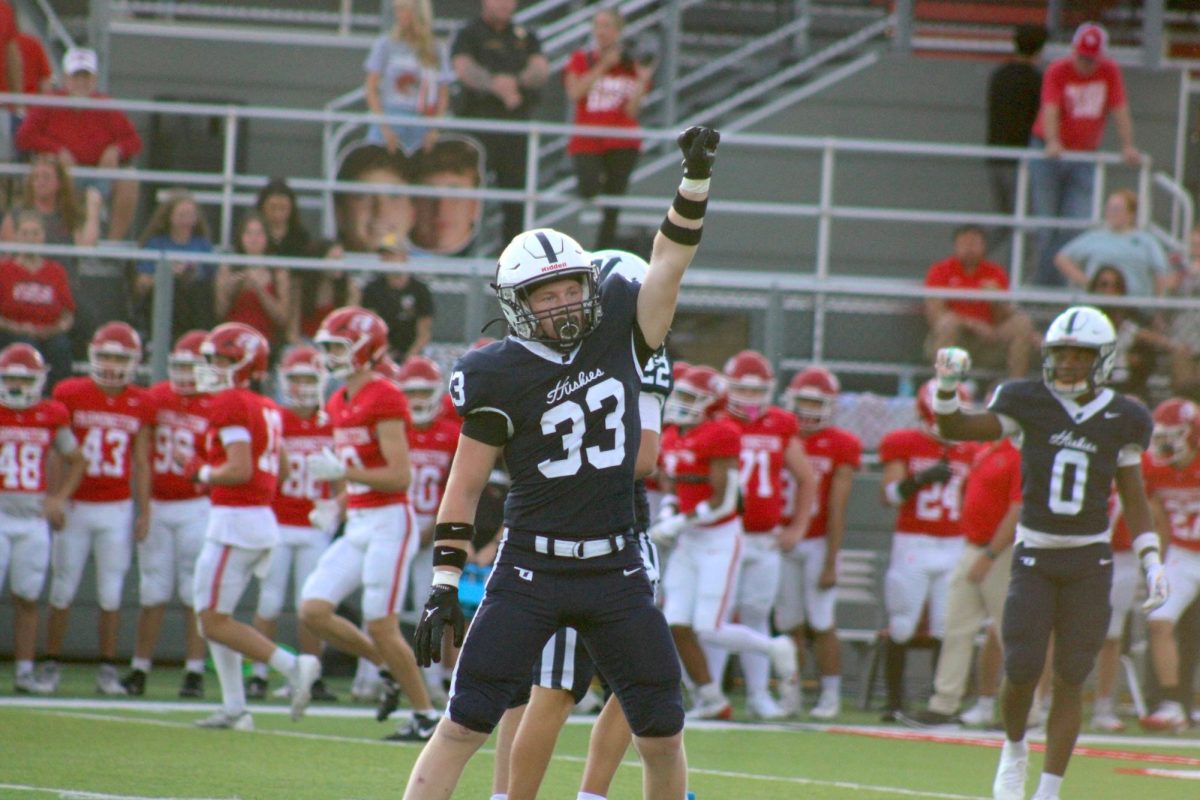 Number 33 celebrating after play.