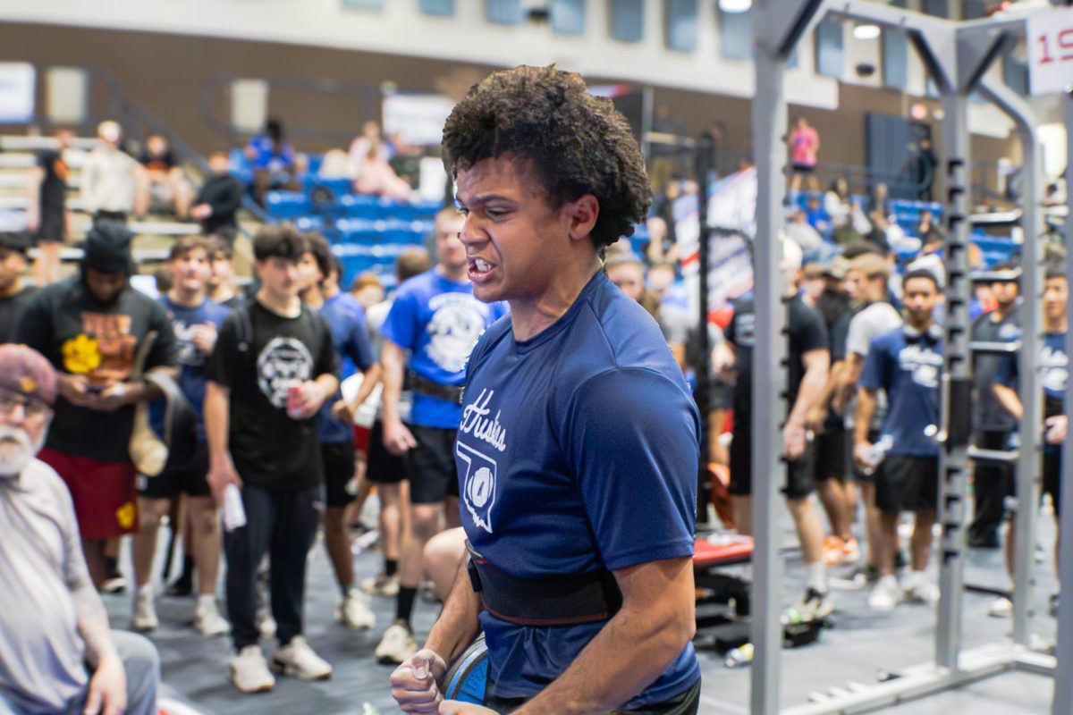 Junior Corban Harrison celebrated with his team mates after deadlifting 515lbs. Harrison, like Willis, hit a new personal record with this weight.